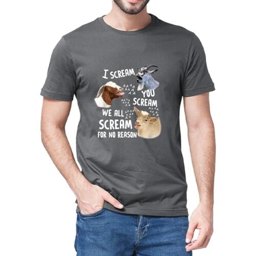 Unisex 100% Cotton Goat I Scream You Scream We All Scream For No Reason Vintage Summer Mens T-Shirt Loose Harajuku Streetwear