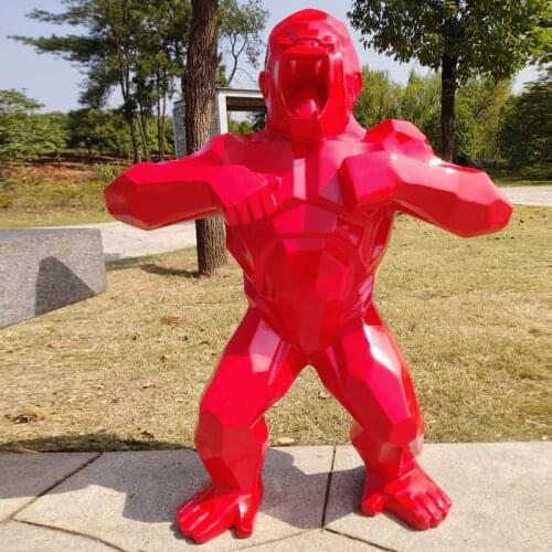 80cm 32"Gorilla Monkey geometric Creative Home Statue sculpture Desktop Decoration Office Decorative Resin Decor Living Room gif