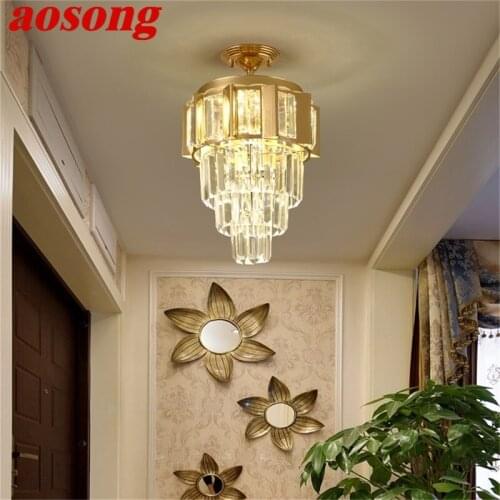 AOSONG Chandelier Lamp Fixtures Crystal Pendant Light Postmodern Luxury Home LED for Aisle Corridor