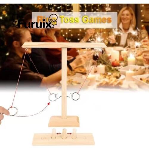 Ring Toss Games for Kids Adults,Handmade Wooden Ring Toss Hooks Interactive Game for Bars Home, Toys Suitable for Parties