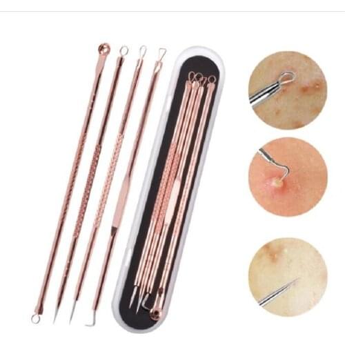 Newest 4pcs/set Blackhead Comedone Acne Pimple Blackhead Remover Tool Spoon for Face Skin Care Tool Needles Facial Pore Cleaner