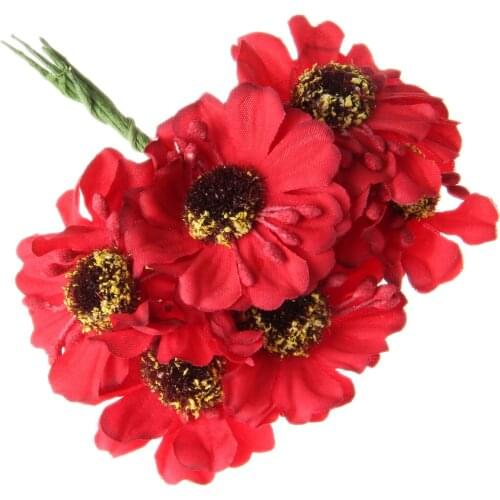 12 Bundle(72pcs) Artifici Small Handmake Artificial Flower Heads Wedding Decoration DIY Wreath Gift Box Scrapbooking Fake Flower