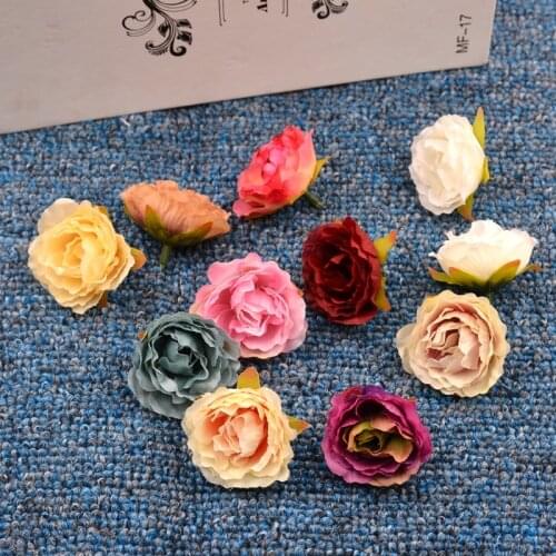 10PCS 4cm Artificial Flower Head Silk Peony For Wedding Decoration Party DIY Handmade Wreath Gift Scrapbooking Craft Fake Flower