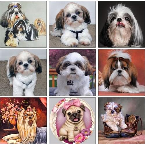 New hot 5D Diy diamond painting Shih Tzu dog picture rhinestone embroidery animal pet icon mosaic diamond mosaic cute puppy gift