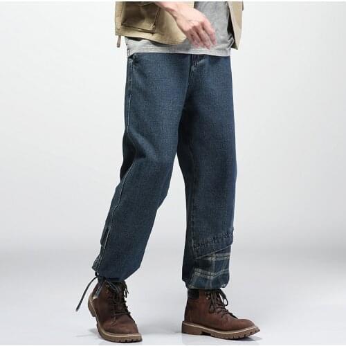 Mens Fashion Loose Jeans Straight Wide leg jeans man Casual Jeans Mans Streetwear Collage Hip Hop Jeans size M-5XL