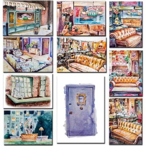 Wall Art Will Be There For You Quotes Pictures Nordic Watercolor Sofa Poster Print Painting Canvas Home Drinks Shop Decor Frame