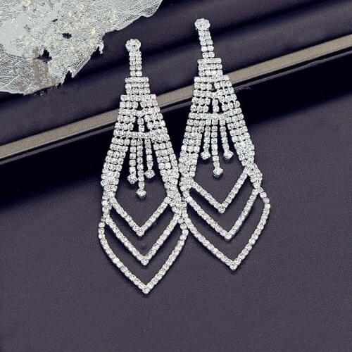 2019 New Exaggerated Long Claw Chain Earrings Fashion Wedding Jewelry Geometric Pendant Bride Bridesmaid Earrings for Woman Girl