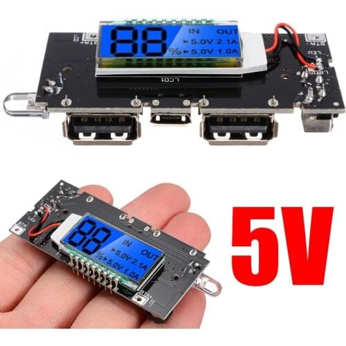 New Digital Display Dual USB 5V 1A 2.1A Mobile Power Bank 18650 Battery Charger PCBA Motherboard LCD Charging Module