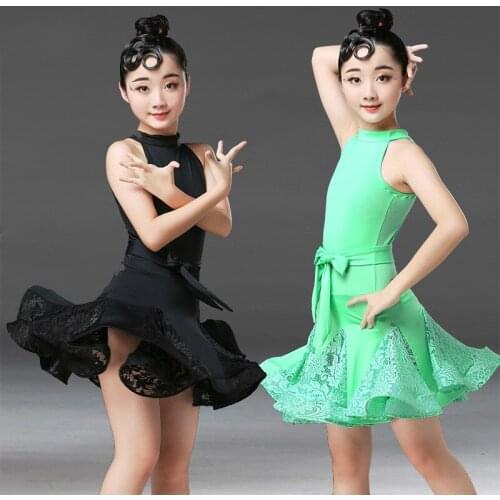 Girl Latin Dance Dress Rumba Samba Clothing for Child Salsa Tango Ballroom Dancing Competition Costume Kids Practice Dance Dress