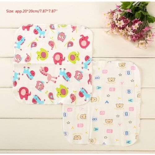 6Pcs Baby Cartoon Towels Handkerchief Bathing Feeding Face Washcloth Wipe Cloth