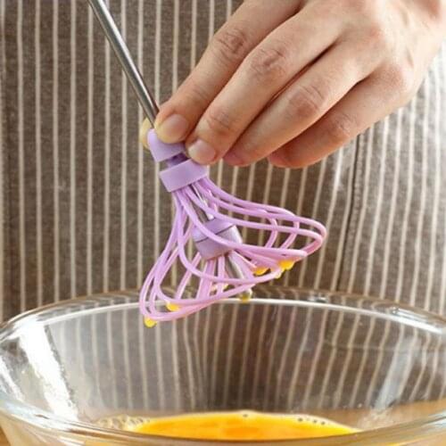 Adjustable Rotating Whisk Silicone Milk Frother Hand Pressure Semi-automatic Mixer Baking Accessories Kitchen Tools Gadgets