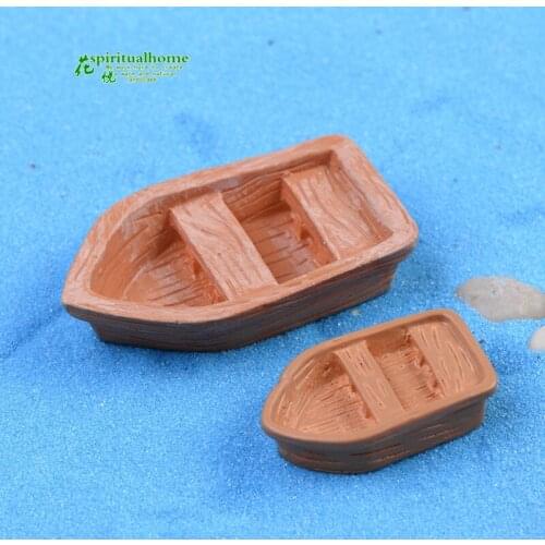 Sale 1 Pcs Cheap Mini Boat Miniature Garden Furniture DIY Lovely Cute Boat Decoration Fairy Garden For Fairy Garden Supplies