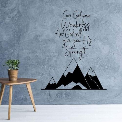 Spiritual Faith Wall Decal God Will Give You Strength Motivational Quote Mountain Vinyl Stickers Bedroom Study Home Decor Q676