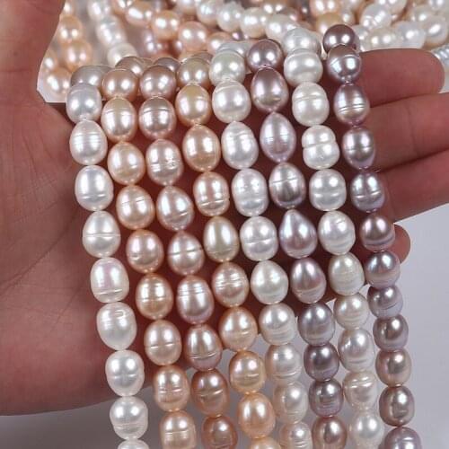 Rice Shape 100% Natural Pearls Freshwater Cultured Beads For Jewelry Making DIY