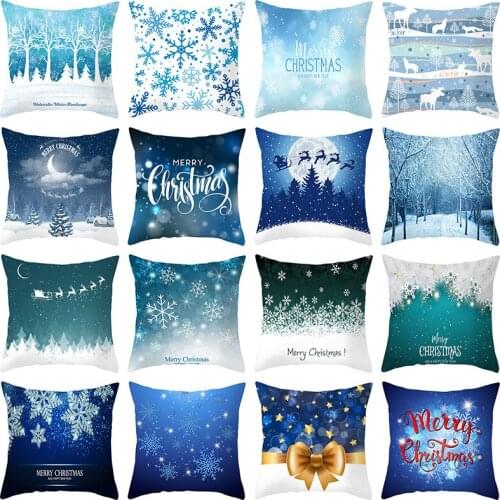 Christmas Snow Scene Series Polyester Pillow Case Decorative Pillows Cover for Sofa Car Home Decoration Accessories