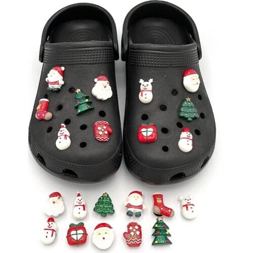 Christmas Ornaments DIY Parts Xmas Gift Santa Claus Snowman Tree Shoe Charms Decorations For Croc Clogs Garden Shoes Accessories