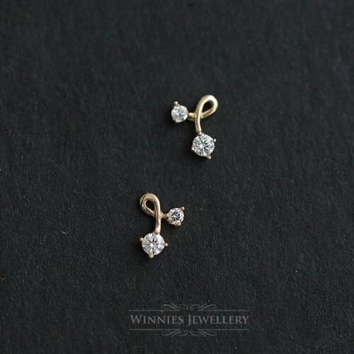 S925 Silver Earrings For Women Set Gold Cherry Crystal Zircon Simple Design Fashion Female Jewelry Gifts INEFFA Anti-Allergic