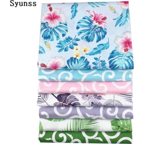 Syunss Colors Floral Printed Cotton Fabric Meters for Diy Patchwork Quilt Baby Cribs The Cloth Cushions Blanket Sewing Tissus