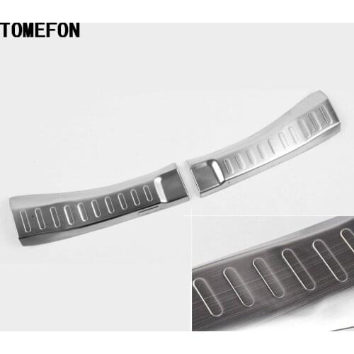 TOMEFON For Honda Jazz 2014 2015 Stainless Steel Inner Rear Trunk Lid Threshold Pad Pedal Bumper Protector Sills Trims 2pcs