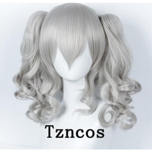 Tzncos Anime Kantai Collection Kashima Cosplay Wig Kashima Wigs With Chip Removable Ponytails + Wig Cap