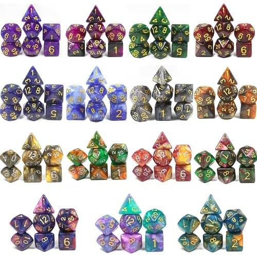 High Quality 15 color Creative Universe Galaxy Dice Set of D4-D20 Glitter Powder Amazing Effect for DnD Tabletop RPGs Games
