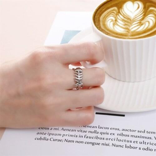 CHUNSHI EMO New Fashion Womens Popular Fishbone Rings CZ Platinum Plated Copper Adjustable Size Ring Gifts Accessories