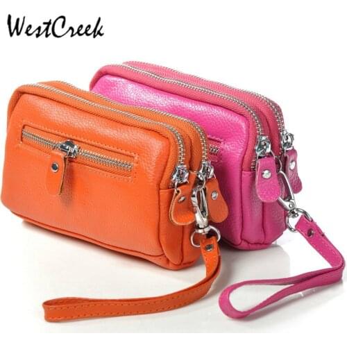 Double Zippers Women Wristlet Wallets Fashion Soft Leather Ladies' Day Clutches Clutch Bags Organizer Purse Phone Bag