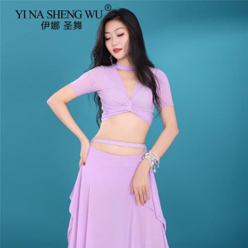Belly Dance Costume Womens Long Dress Performance New Practice Clothes Short Sleeve Summer Training Clothes for Lady Dance Wear