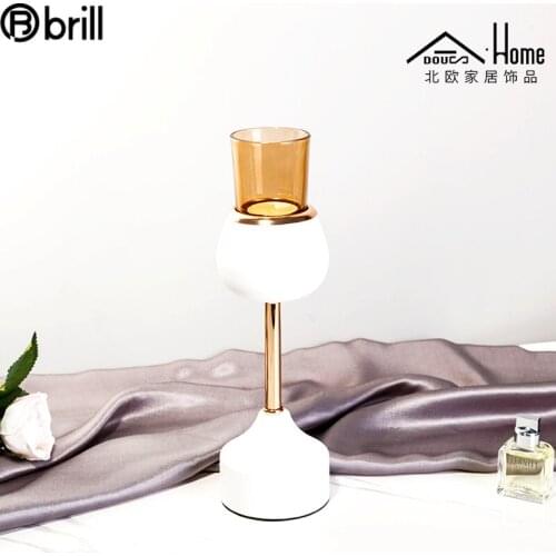 Gold Candlestick Metal Christmas Candle Holder Glass Home Romantic Lamp Candle Dinner Wedding Decoration Table Porta Vela Gift