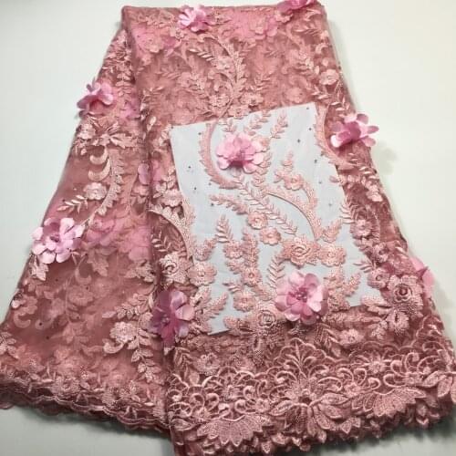 1.5 Yards New Arrival 3D African Dry Lace Fabric Embroidery French Mesh Lace Fabrics With Stones For Nigerian Party Dresses MQ11