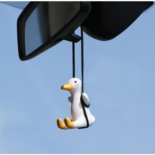 1PC Car Swing Duck Pendant Cute Duck Fragrance Ornaments Interior Mirror Pendant Creative Decoration Car Accessories