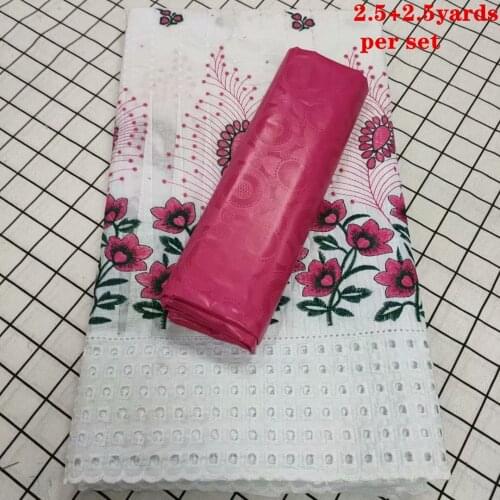 2.5 +2.5 Yards Bazin Riche Fabric With Embroidered Dry Lace 100% Cotton Lace Fabric For Nigerian Women Party Dress Lace CP023