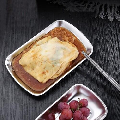 304 Stainless Steel Plate For Fruit Snack Storage Tray Hotel Tableware Dinner Plate Snack Dumpling Household Plate