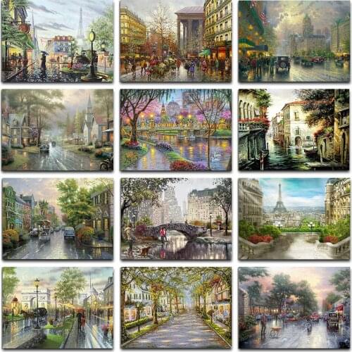 5D Scenery Diamond Painting Street City Full Round Diamond Embroidery Mosaic Kits Landscape Rhinestone Home Decoration Gift
