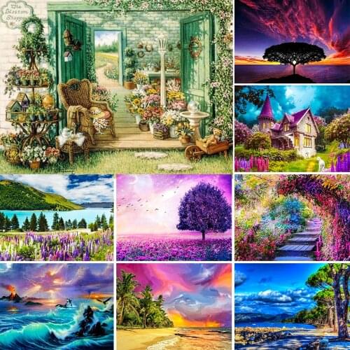 5D Full Drill Diamond Embroidery Scenery Mosaic Art Picture Needlework Landscape Painting DIY Cross Stitch Kit Home Decor Gift