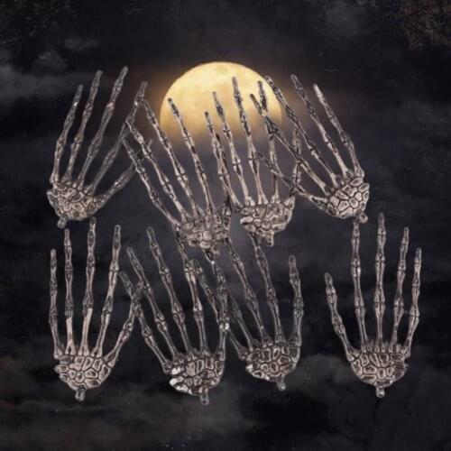 8Pcs Horrible Skeleton Hands Props Simulation Plastic Arm Bone Model Toy Halloween House Garden Decor Spoof Play A Joke