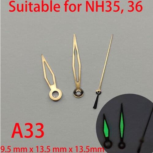 A33 suitable for NH35 watch pointers, watch accessories hand green/blue super luminous watch custom accessories NH36