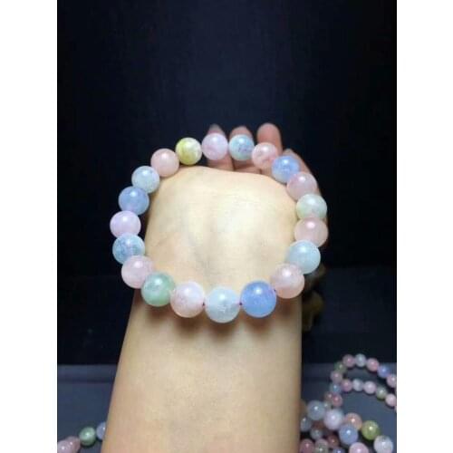 Natural Crystal Bracelet Morgan Stone Gemstone Round Beads 10mm Free Shipping
