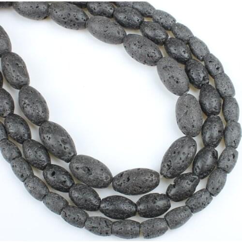 12x14mm Black Color Oval Shape Natural Volcanic Rock Loose Beads Strand Beads Used To Make DIY Jewelry Accessories Wholesale