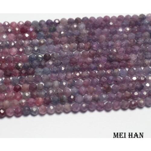 Meihan (1 strand/set) natural 3.2 mm Ruby faceted round loose beads for jewelry making design or gift