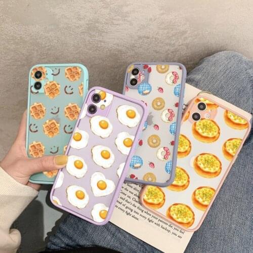 Cute Donuts Fried Eggs Candy Phone Case For iPhone 11 12 Pro Max XS MAX X XR 7 8 6s Plus SE2020 Hard Matte Back Shockproof Cover