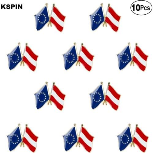 EU & Austria Lapel Pin Flag badge Brooch Pins Badges 10Pcs a Lot