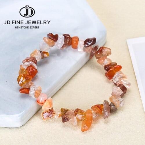 JD Irregular Natural Gem Stone Bracelet Stretch Chip beads Red/Black/Green Agate Persian Gulf Agate Bracelets Bangles For Women