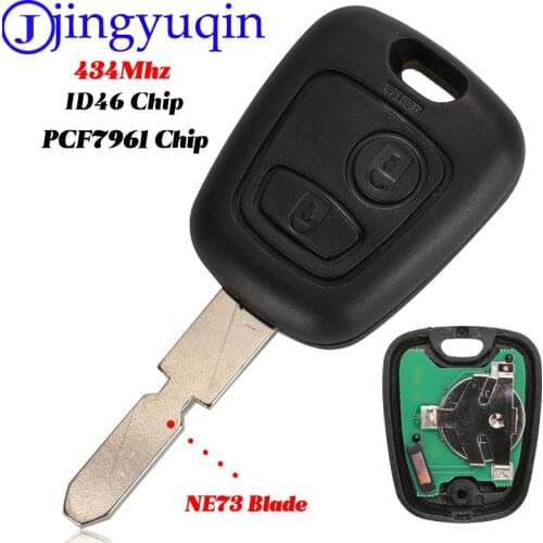 Jingyuqin For Peugeot 406 407 408 607 2 Buttons Remote Car key Transponder Chip ID46 434Mhz&NE78 Blade Original keys