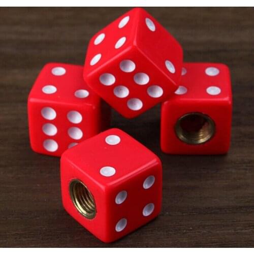 Red Dice Tire Air Valve Stem Caps for Car Truck Bike ATV Wheel Rims Hot Sale Bike Bicycle Accessories 4 pcs