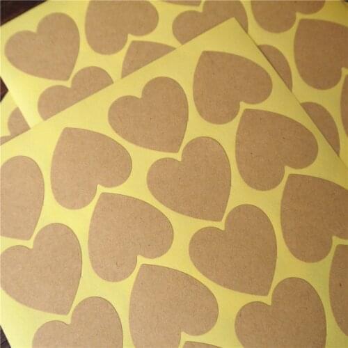 Kraft Heart Stickers Labels Envelope Seals craft Brown DIY Heart label for Hand made gift seal sticker letter sticker present