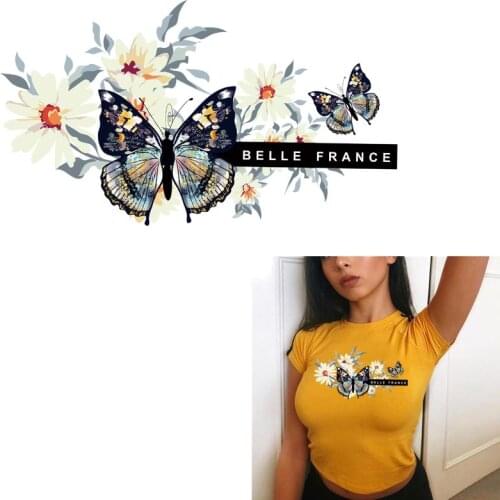 Beautiful Butterfly Heat Transfers Sticker On Clothes DIY A-level Washable Iron On Patches For Clothing Flower Patches Applique