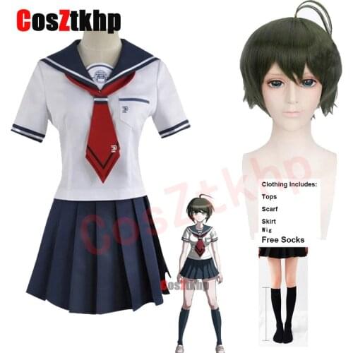 2021 New Game Danganronpa Naegi Komaru Cosplay Costume Another Episode Naegi Cosplay Wig Halloween PartyWomens JK Uniform Set