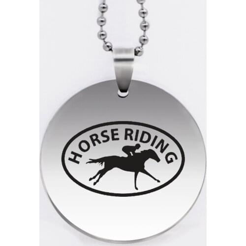 Ufine jewelry horse riding pendant army card round disc stainless steel customed necklace N4525