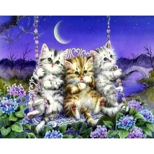 Full Square/Round diamond embroidery mosaic diy diamond painting cross stitch diamond sets home decorative swing kittens